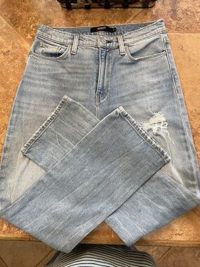 Hudson Light Blue Distressed Straight-Leg Jeans